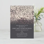 スパークリング ライツ ロマンティック モダン グレー ウェディング 招待状 (スタンド正面)