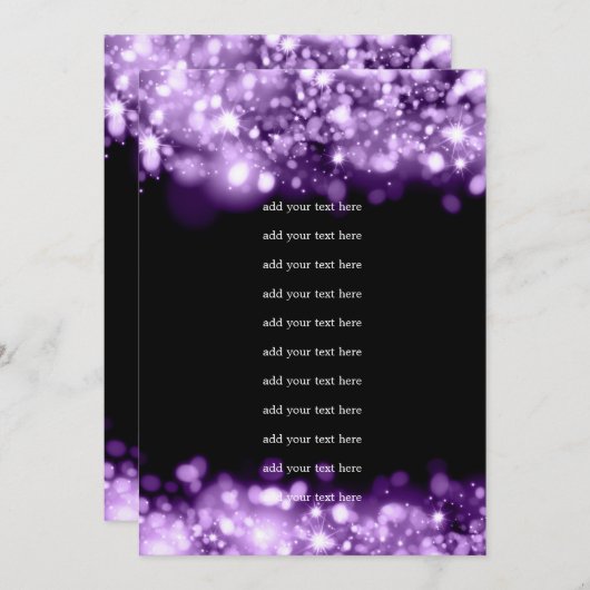 スパークリング ライト パープルの結婚式プログラム 挿入 プログラム (正面/裏面)