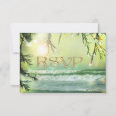 スパークリング ライト ビーチ ウェディング RSVP カード (正面)