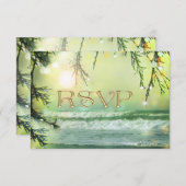スパークリング ライト ビーチ ウェディング RSVP カード (正面/裏面)