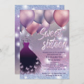 スパークリング ラベンダー リラックマドレス風船 招待状 (正面/裏面)