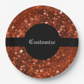 スパークリング レッド モザイク パターン ペーパー プレート (正面)