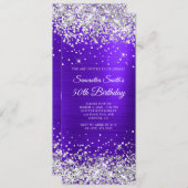 スパークリング ヴァイオレット インディゴ 50歳の誕生日 招待状 (正面/裏面)