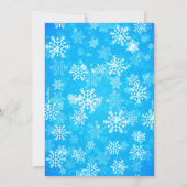 スパークリーなブルーのスノーフレークのクリスマスフォト カード (裏面)