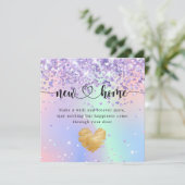 スパークリーなホログラフィックニューホーム引っ越し祝いパーティーカード サンキューカード (スタンド正面)