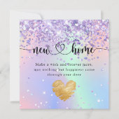 スパークリーなホログラフィックニューホーム引っ越し祝いパーティーカード サンキューカード (正面)