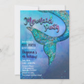 スパークリーな海の人魚のヒレの尾の誕生日パーティー 招待状 (正面)
