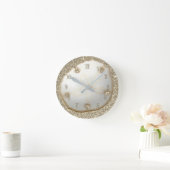 スパークリーな金ゴールドビーチ砂 ラウンド壁時計 (ホーム)