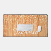 スパークリーのオレンジの竹材のプリント名前をカスタムする デスクマット (キーボード&マウス)
