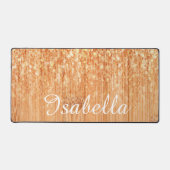 スパークリーのオレンジの竹材のプリント名前をカスタムする デスクマット (正面)