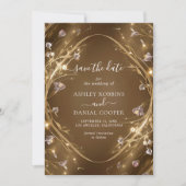 スパークリーのゴールデングラムフローラ日付を保存 招待状 (正面)