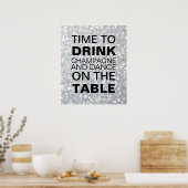 スパークリーのシルバーシャンパンパーティーポスター ポスター (キッチン)