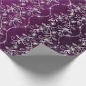 スパークリーのダイアモンズシルバーフローラパープルグレープラム ラッピングペーパー (角)