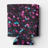 スパークリーのピンクの青モザイクグリッタースパークルモノグラム 缶クーラー (裏面)