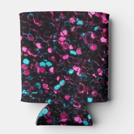 スパークリーのピンクの青モザイクグリッタースパークルモノグラム 缶クーラー (裏面)