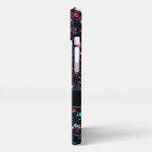 スパークリーのピンクの青モザイクグリッタースパークルモノグラム iPhoneケース (左側面)