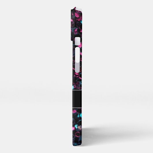 スパークリーのピンクの青モザイクグリッタースパークルモノグラム iPhoneケース (左側面)