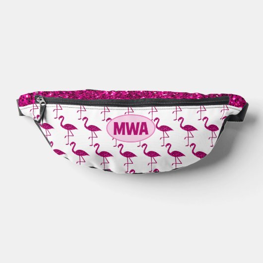 スパークリーのフラミンゴ熱ピンクのスパークフェイクルズモノグラム ファニーパック (レイダウン)
