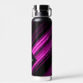 スパークリーのメタリックホットピンクのブラックシェブロンモノグラム ウォーターボトル (背面)