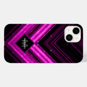 スパークリーのメタリックホットピンクのブラックシェブロンモノグラム Case-Mate iPhoneケース (裏面 (横))