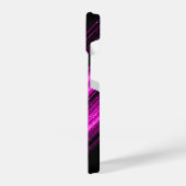 スパークリーのメタリックホットピンクのブラックシェブロンモノグラム iPhoneケース (左側面)