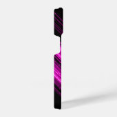 スパークリーのメタリックホットピンクのブラックシェブロンモノグラム iPhoneケース (右側面)