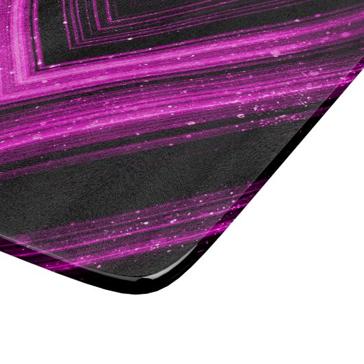 スパークリーのメタリックホットピンクマゼンタブラックシェブロン カッティングボード (角)