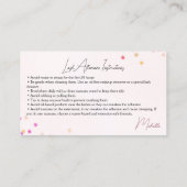 スパークリーまばたきアフターケアの指示スターグリッター 名刺 (裏面)