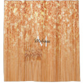 スパークリーエレガントオレンジの竹材プリントモノグラム シャワーカーテン (正面)