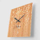 スパークリーエレガントオレンジの竹材プリントモノグラム スクエア壁時計 (傾斜)
