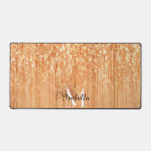 スパークリーエレガントオレンジの竹材プリントモノグラム デスクマット (正面)