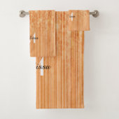 スパークリーエレガントオレンジの竹材プリントモノグラム バスタオルセット (インサイチュ)