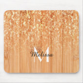 スパークリーエレガントオレンジの竹材プリントモノグラム マウスパッド (正面)
