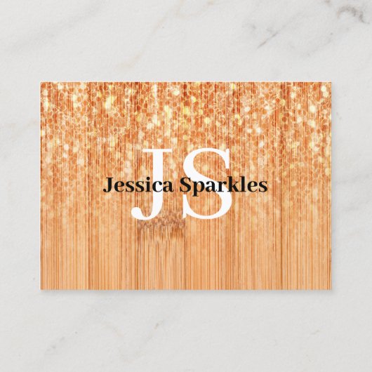 スパークリーエレガントオレンジの竹材プリントモノグラム 名刺 (裏面)