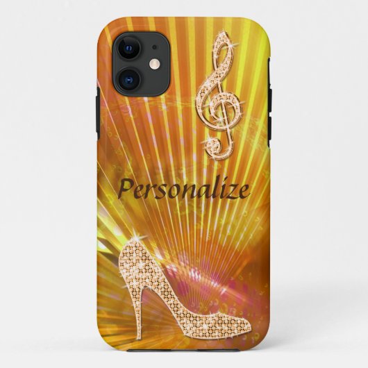 スパークリーオレンジミュージックノート&ハイヒール Case-Mate iPhoneケース (裏面)