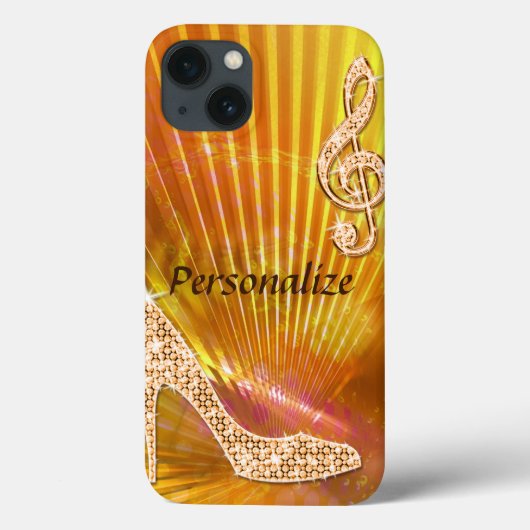 スパークリーオレンジミュージックノート&ハイヒール Case-Mate iPhoneケース (裏面)