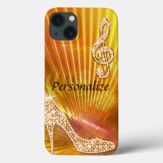 スパークリーオレンジミュージックノート&ハイヒール Case-Mate iPhoneケース (裏面)