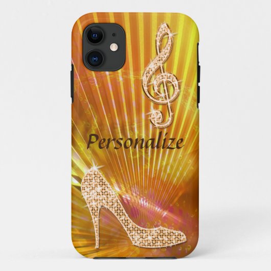 スパークリーオレンジミュージックノート&ハイヒール Case-Mate iPhoneケース (裏面)