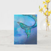 スパークリーオーシャンマーメイドフィンテールバースデーパーティー カード (黄色い花)