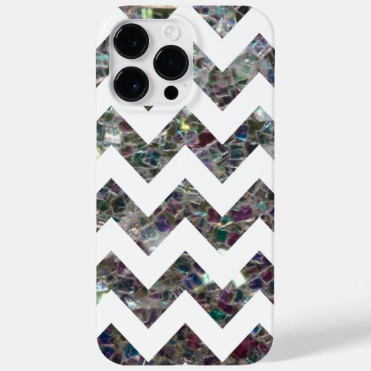 スパークリーカラフルシルバーモザイクとホワイトシェブロン Case-Mate iPhoneケース (裏面)
