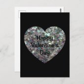 スパークリーカラフルシルバーモザイクバレンタインデイブラック ポストカード (正面/裏面)