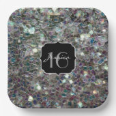 スパークリーカラフルシルバーモザイク甘い16 ペーパープレート (正面)