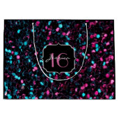 スパークリーカラフルピンクと青モザイク甘い16 ラージペーパーバッグ (正面)