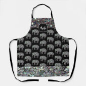 スパークリーカラフル銀モザイクエレファントモノグラム エプロン (正面)