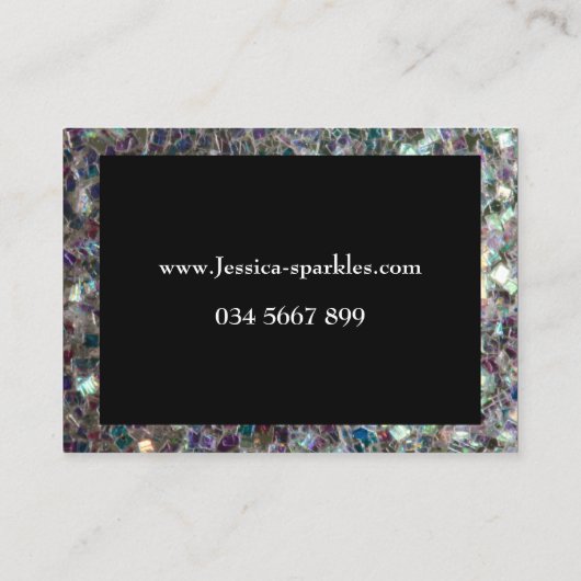 スパークリーカラフル銀モザイクフレームブラック 名刺 (裏面)