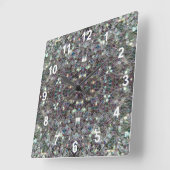 スパークリーカラフル銀モザイクマンダラと数字 スクエア壁時計 (傾斜)