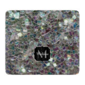 スパークリーカラフル銀モザイクモノグラム カッティングボード (正面)