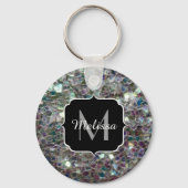 スパークリーカラフル銀モザイクモノグラム キーホルダー (正面)