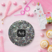 スパークリーカラフル銀モザイクモノグラム ペーパープレート (パーティー)