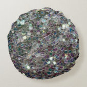 スパークリーカラフル銀モザイクモノグラム ラウンドクッション (裏面)